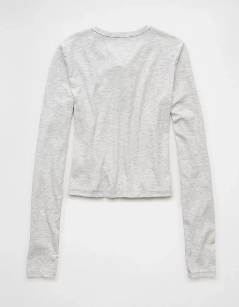 AE Cropped Long-Sleeve Lace-Up T-Shirt