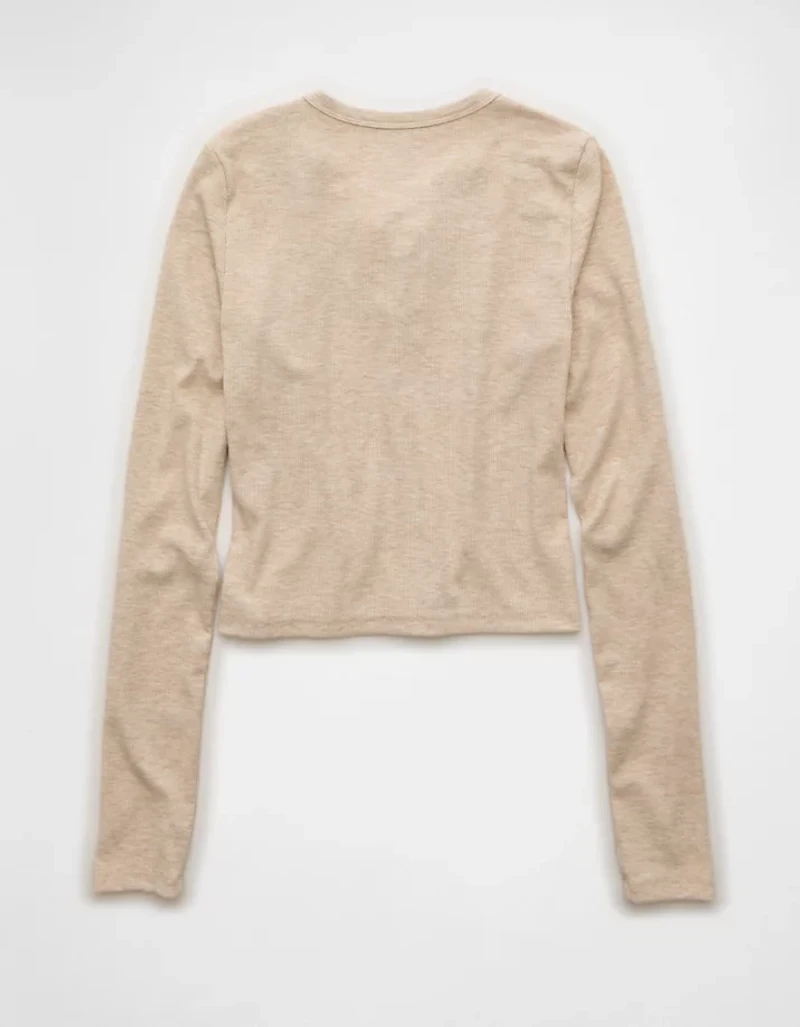 AE Cropped Long-Sleeve Lace-Up T-Shirt