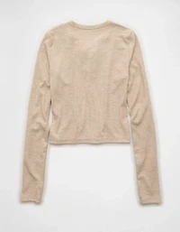 AE Cropped Long-Sleeve Lace-Up T-Shirt