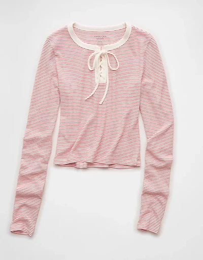 AE Long-Sleeve Lace-Up T-Shirt