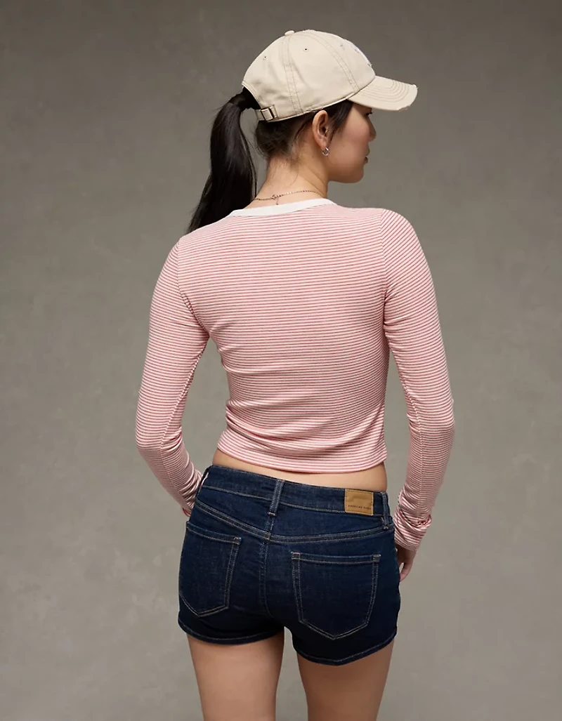 AE Cropped Long-Sleeve Lace-Up T-Shirt