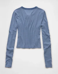 AE Cropped Long-Sleeve Lace-Up T-Shirt