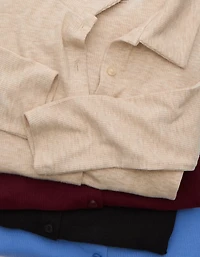 AE Button-Up Long-Sleeve Polo Shirt