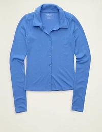 AE Button-Up Long-Sleeve Polo Shirt