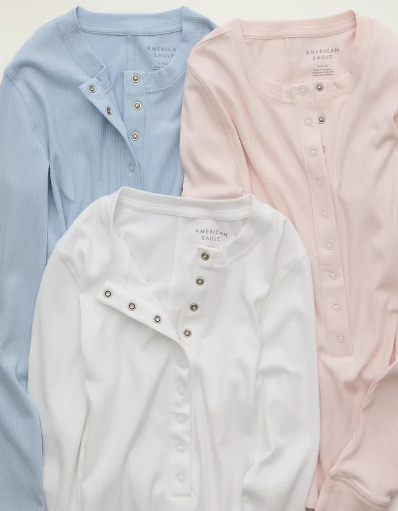 AE Long-Sleeve Henley T-Shirt