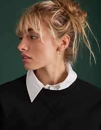 AE77 Premium Cropped Fleece Crewneck Sweatshirt