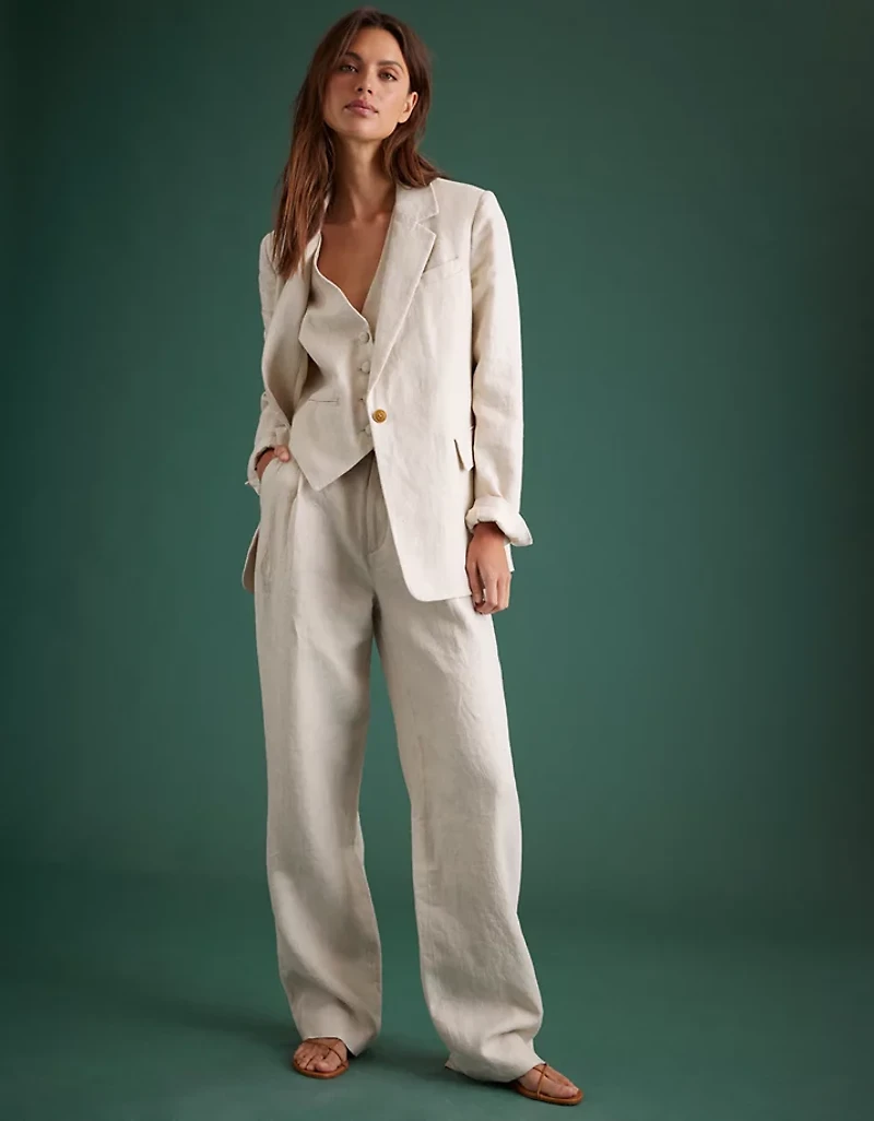 Blazer surdimensionné en lin haut de gamme AE77