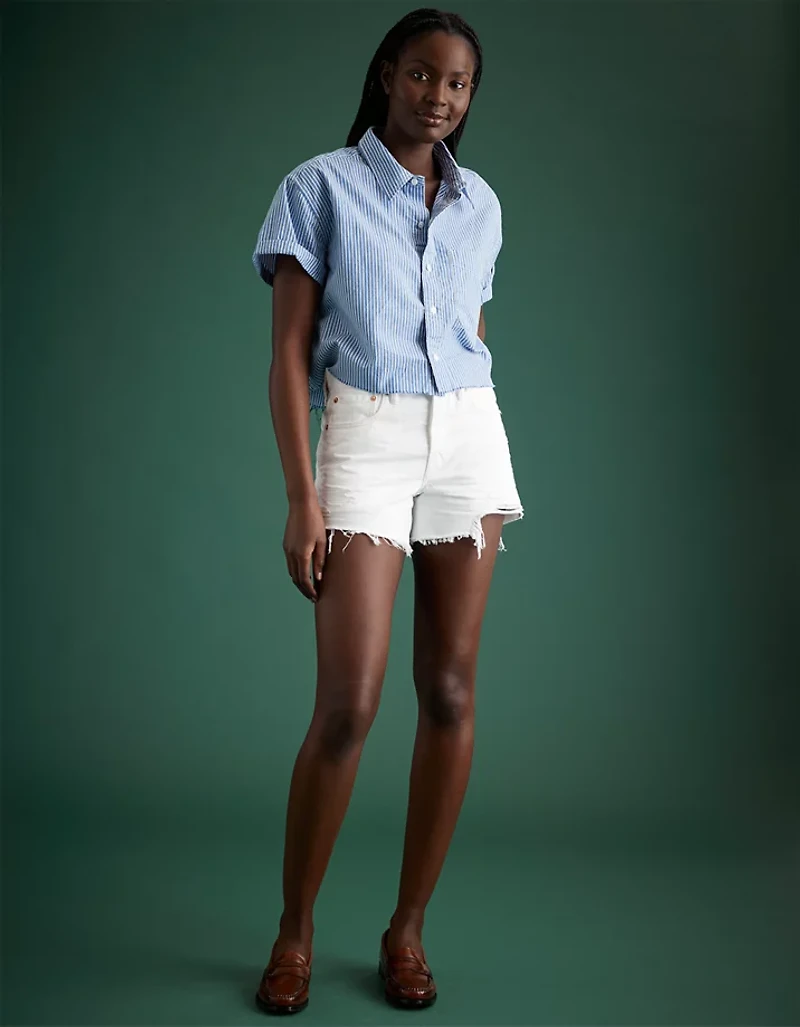 Chemisier court droit en popeline haut de gamme AE77