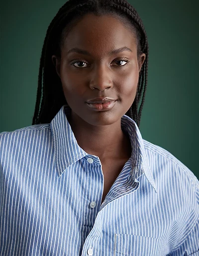 Chemisier court droit en popeline haut de gamme AE77