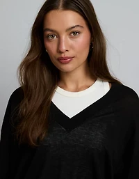 Chandail moulant à encolure en V plongeante haut de gamme AE77