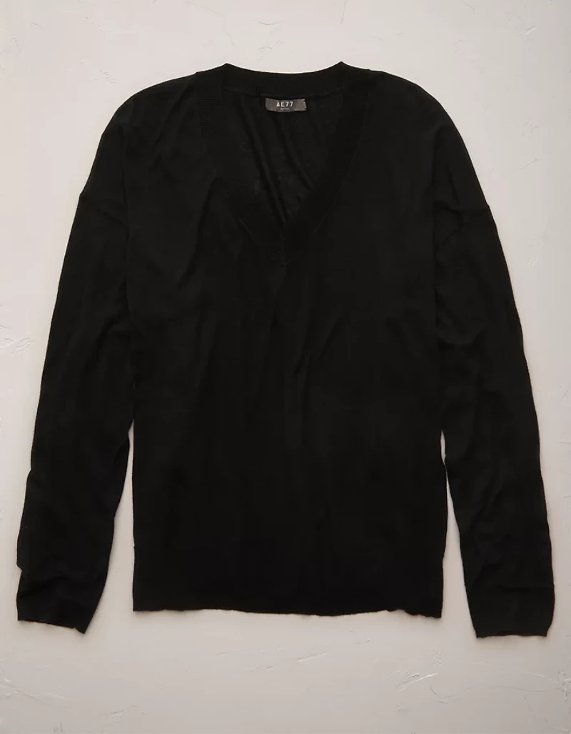 Chandail moulant à encolure en V plongeante haut de gamme AE77