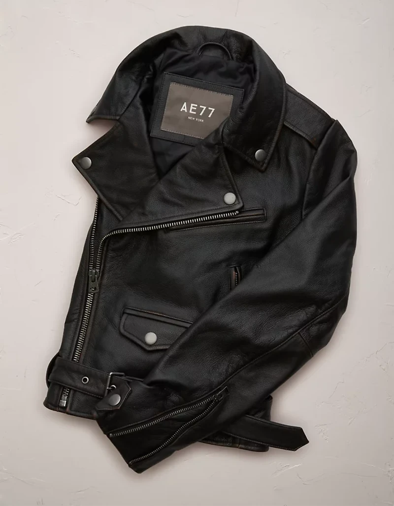 Veste de style motard en cuir AE77