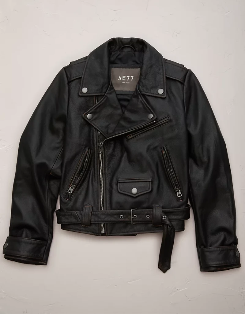 Veste de style motard en cuir AE77
