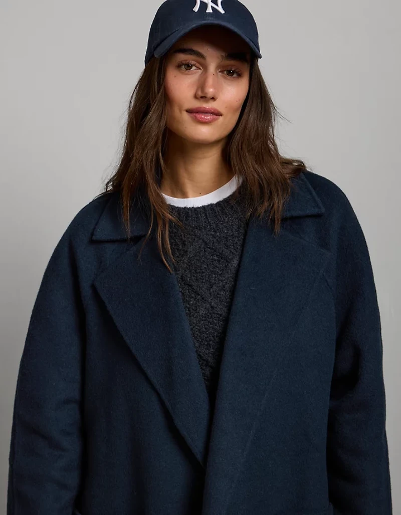 Manteau enveloppant en mélange de laine haut gamme AE77