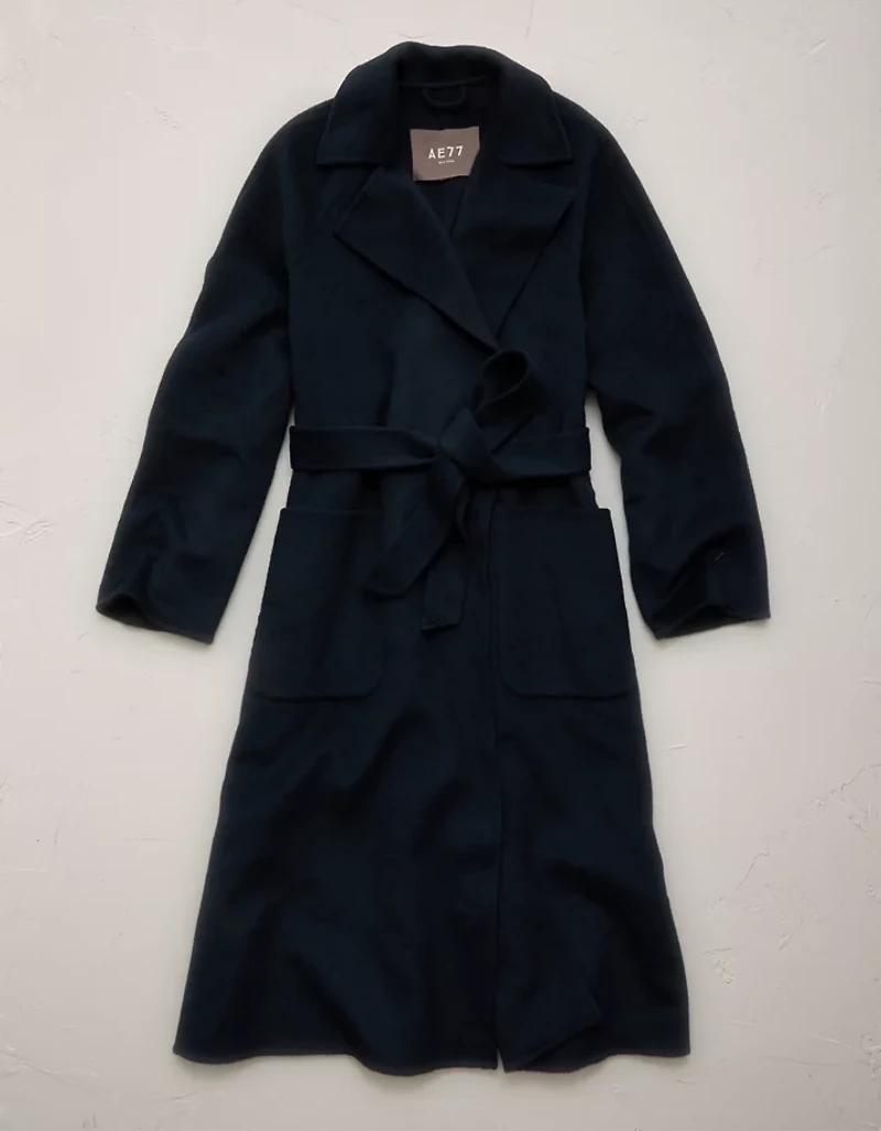Manteau enveloppant en mélange de laine haut gamme AE77