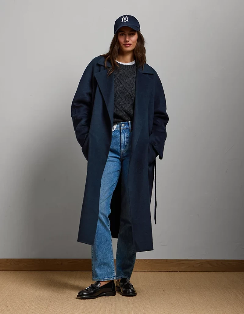 Manteau enveloppant en mélange de laine haut gamme AE77