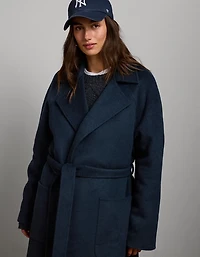 AE77 Premium Wool-Blend Wrap Coat