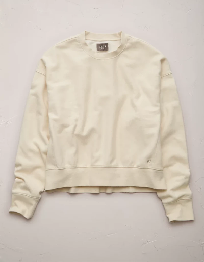 AE77 Premium Fleece Cropped Crew Neck Sweatshirt