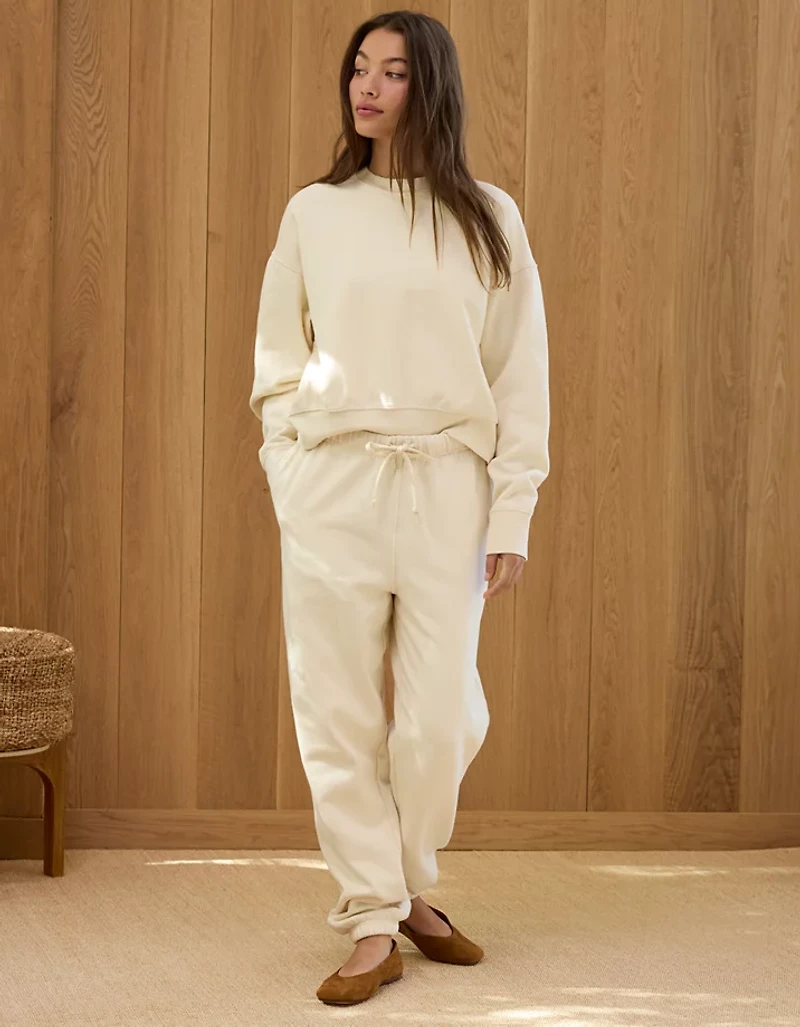 AE77 Premium Fleece Cropped Crew Neck Sweatshirt