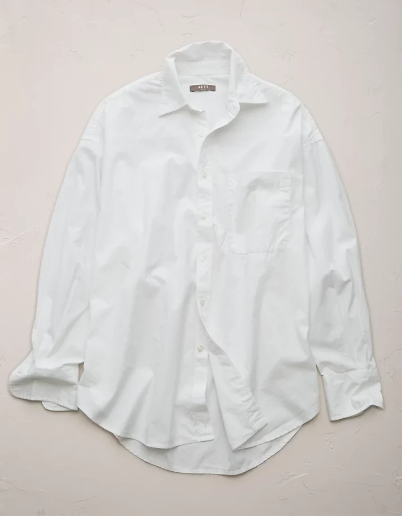 Chemisier petit ami en popeline surdimensionné haute de gamme AE77