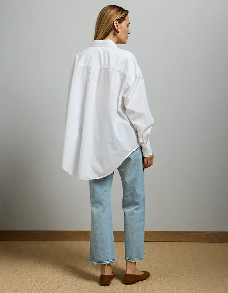 Chemisier petit ami en popeline surdimensionné haute de gamme AE77