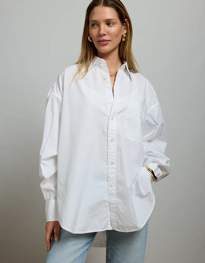 Chemisier petit ami en popeline surdimensionné haute de gamme AE77