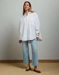Chemisier petit ami en popeline surdimensionné haute de gamme AE77