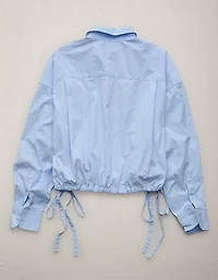 AE77 Premium Poplin Long-Sleeve Button-Up Bubble Shirt