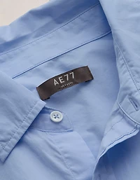 AE77 Premium Poplin Long-Sleeve Button-Up Bubble Shirt