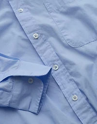 AE77 Premium Poplin Long-Sleeve Button-Up Bubble Shirt