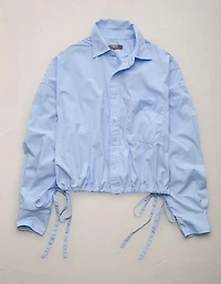 AE77 Premium Poplin Long-Sleeve Button-Up Bubble Shirt