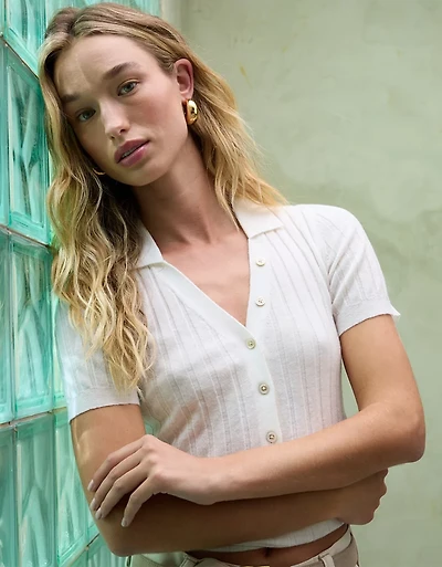 Polo en mélange laine et soie haut de gamme AE77