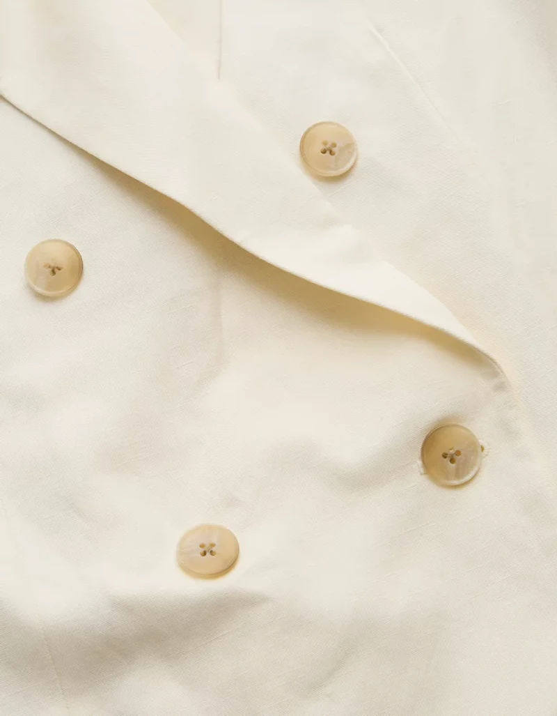 Blazer croisé en mélange de lin et soie haut gamme AE77
