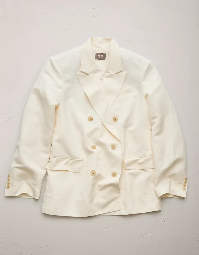 Blazer croisé en mélange de lin et soie haut gamme AE77