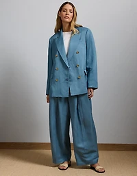 AE77 Premium Linen-Silk Blend Double-Breasted Blazer