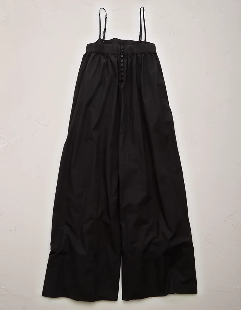AE77 Premium Wide-Leg Cropped Poplin Jumpsuit