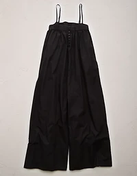AE77 Premium Wide-Leg Cropped Poplin Jumpsuit