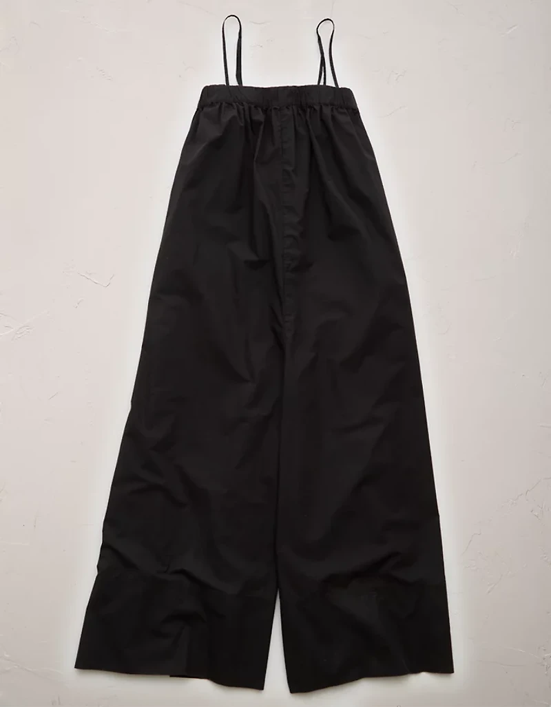 AE77 Premium Wide-Leg Cropped Poplin Jumpsuit