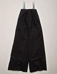 AE77 Premium Wide-Leg Cropped Poplin Jumpsuit
