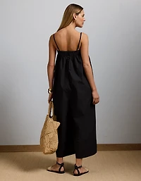 AE77 Premium Wide-Leg Cropped Poplin Jumpsuit