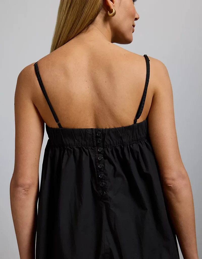 AE77 Premium Wide-Leg Cropped Poplin Jumpsuit