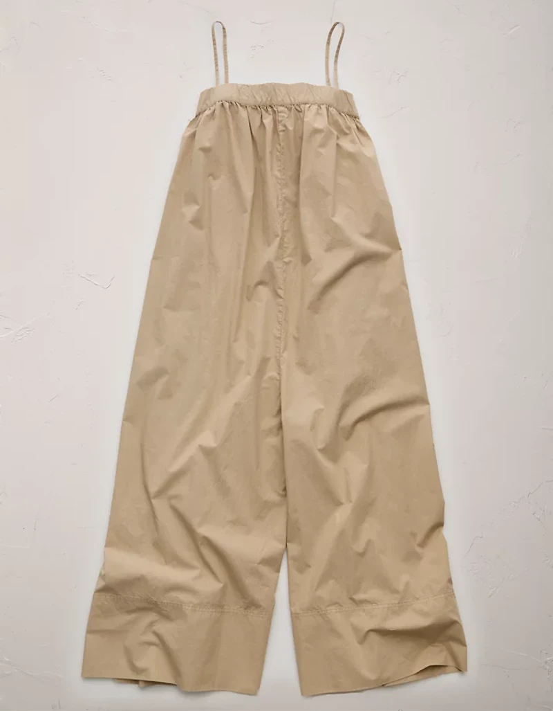 AE77 Premium Wide-Leg Cropped Poplin Jumpsuit