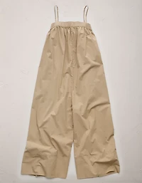 AE77 Premium Wide-Leg Cropped Poplin Jumpsuit