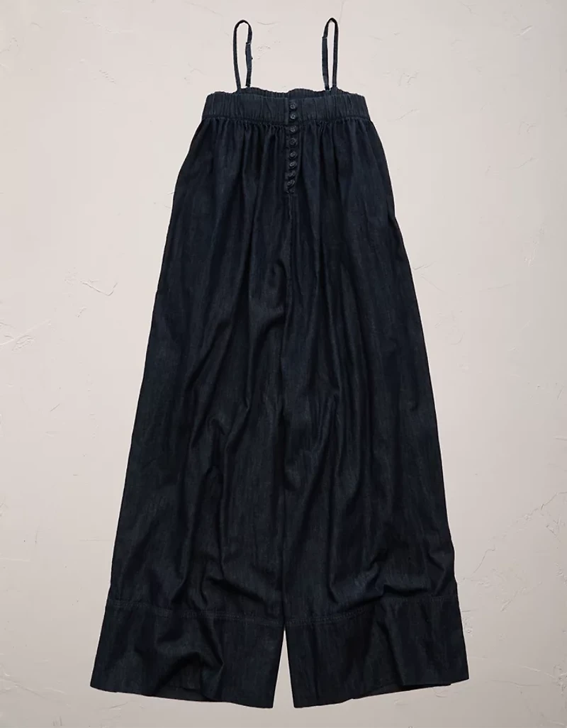AE77 Premium Wide-Leg Denim Jumpsuit