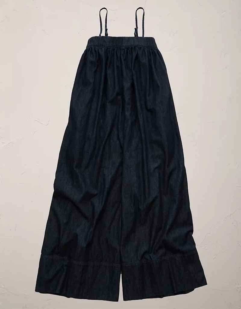 AE77 Premium Wide-Leg Denim Jumpsuit