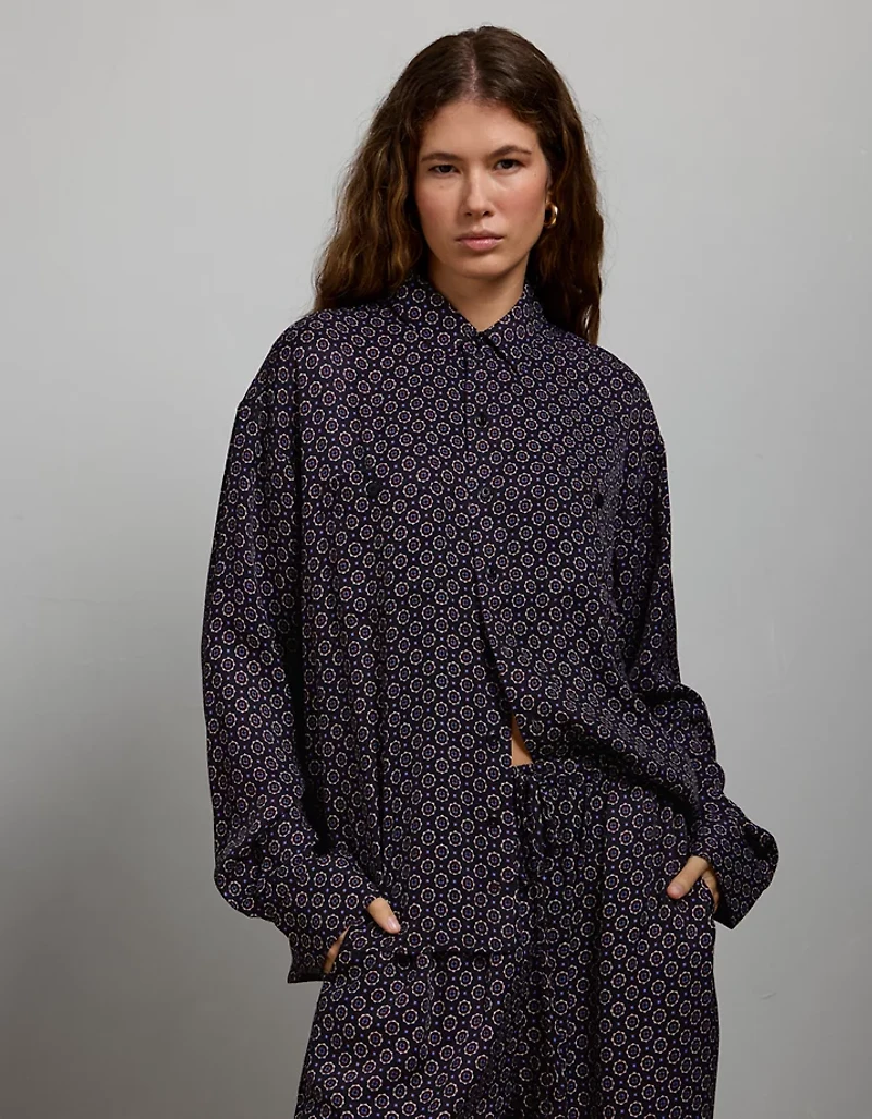 AE77 Relaxed Button-Up Printed Shirt