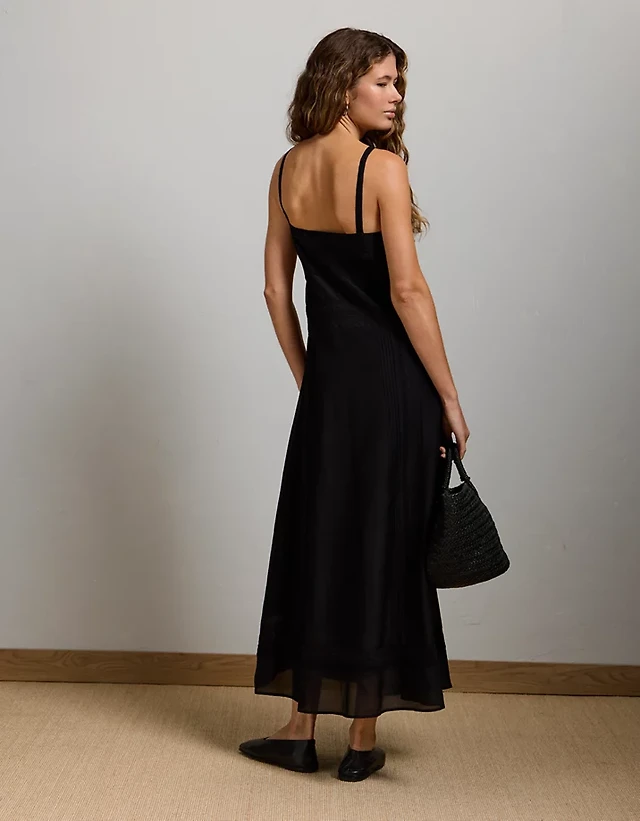 american eagle silk dress Aerie Satin Midi Dress