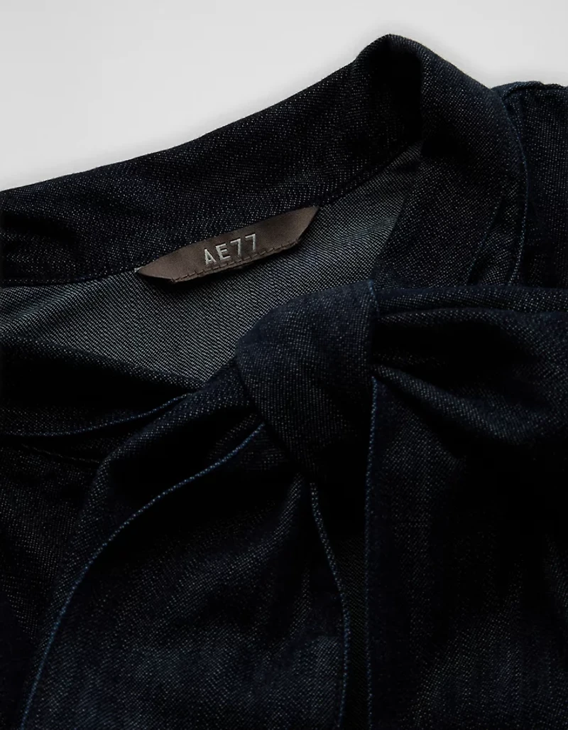 AE77 Premium Denim Bow Blouse