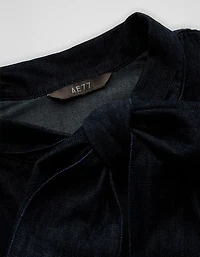 AE77 Premium Denim Bow Blouse