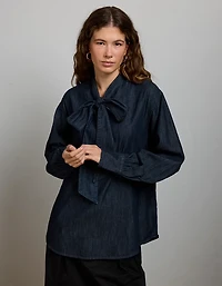 Blouse à boucle en denim haut de gamme AE77